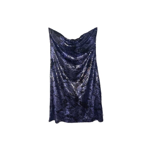 Ruby Rox Blue/black‎ sequin strapless mini dress Juniors XL - Picture 1 of 6